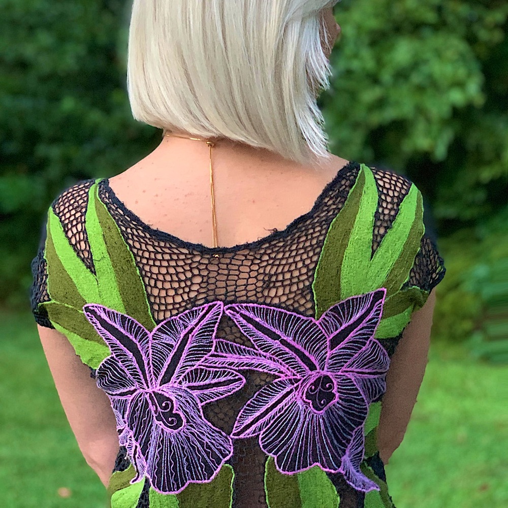 Vintage 70’s 80’s Floral Boho Bohemian Crochet Embroidered Summer Shirt